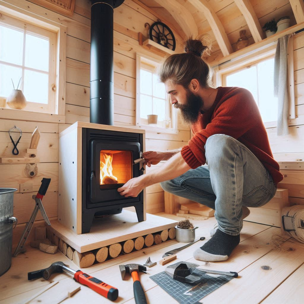 installing a wood stove in a tiny home