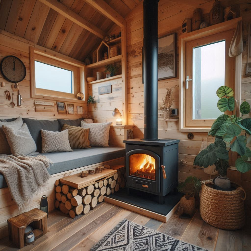 woodstove in a tiny home