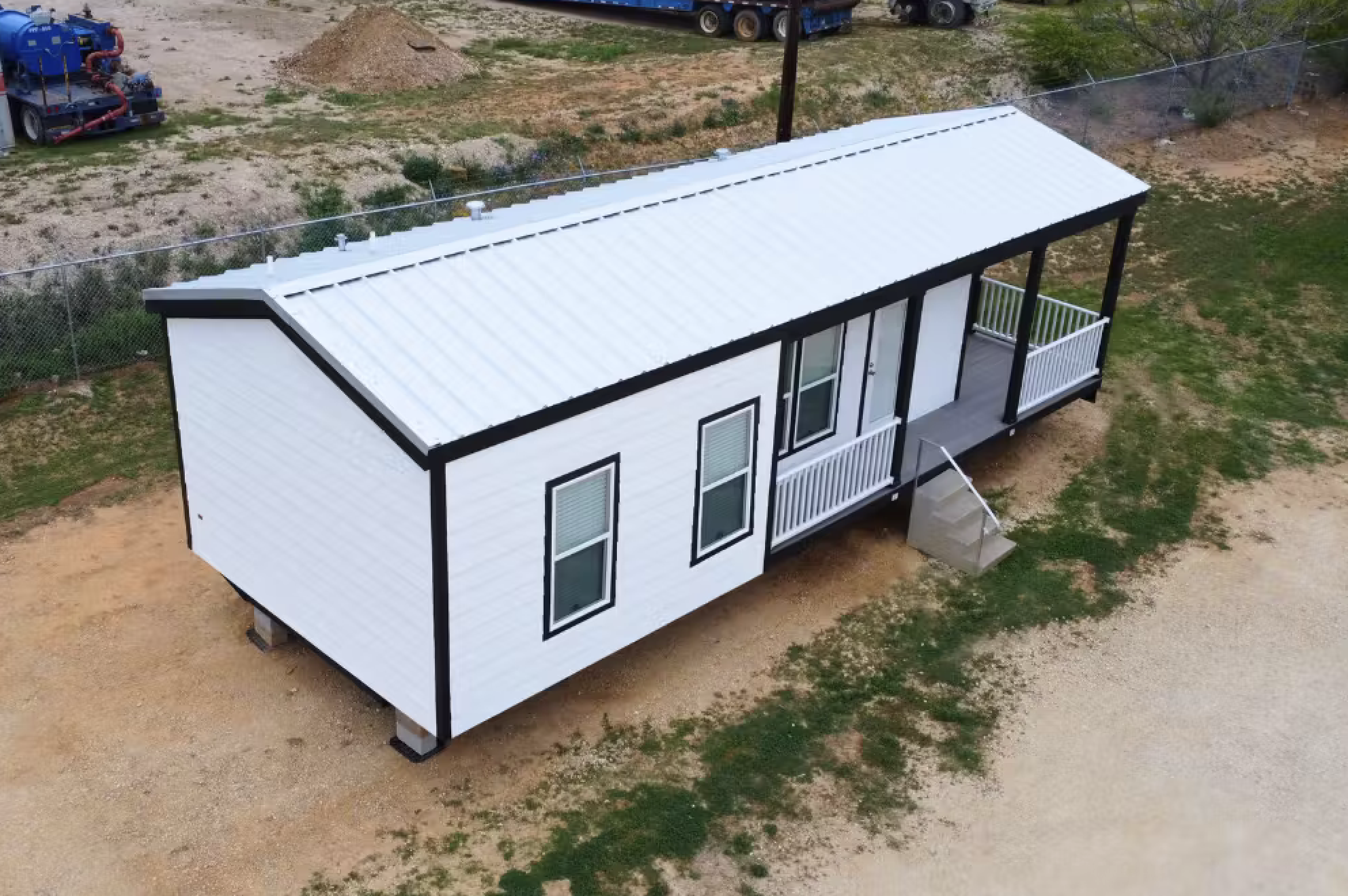 white mobile home roof